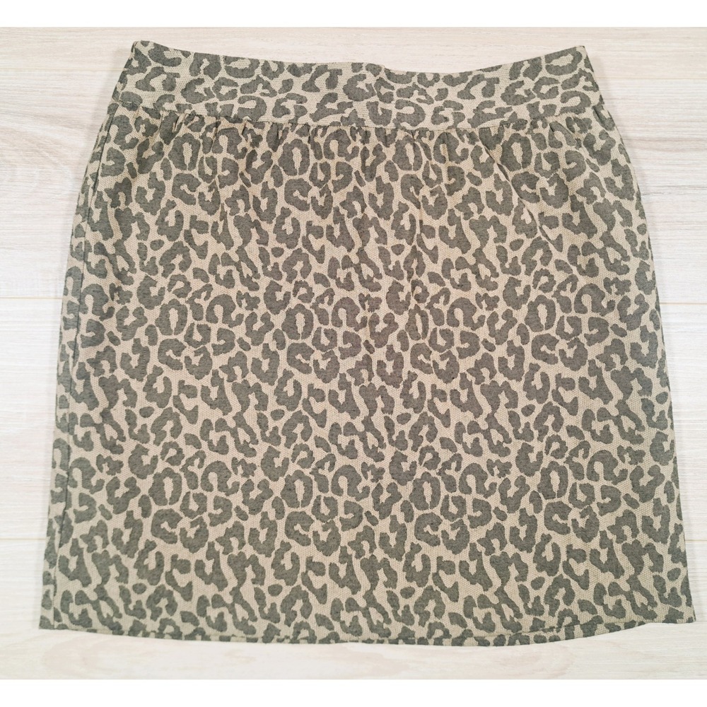 Banana Republic Leopard Print Jacquard Mini Skirt Tan Black A-Line size 2‎